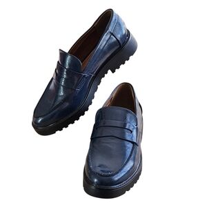 MIA AMORE Women's Hali Loafers Size 7.5 Navy Blue Chunky Shoes